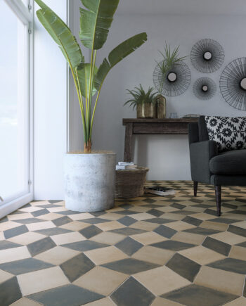 Mud Diamant, céramique look terre cuite en losange