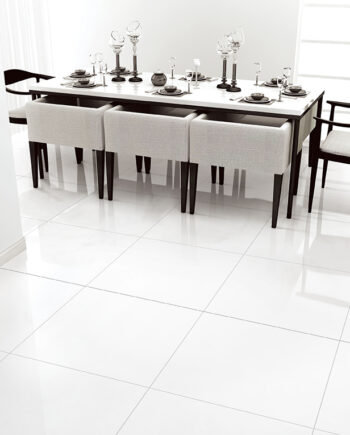 Porcelaine Duo monochrome blanche brillant en 24x24