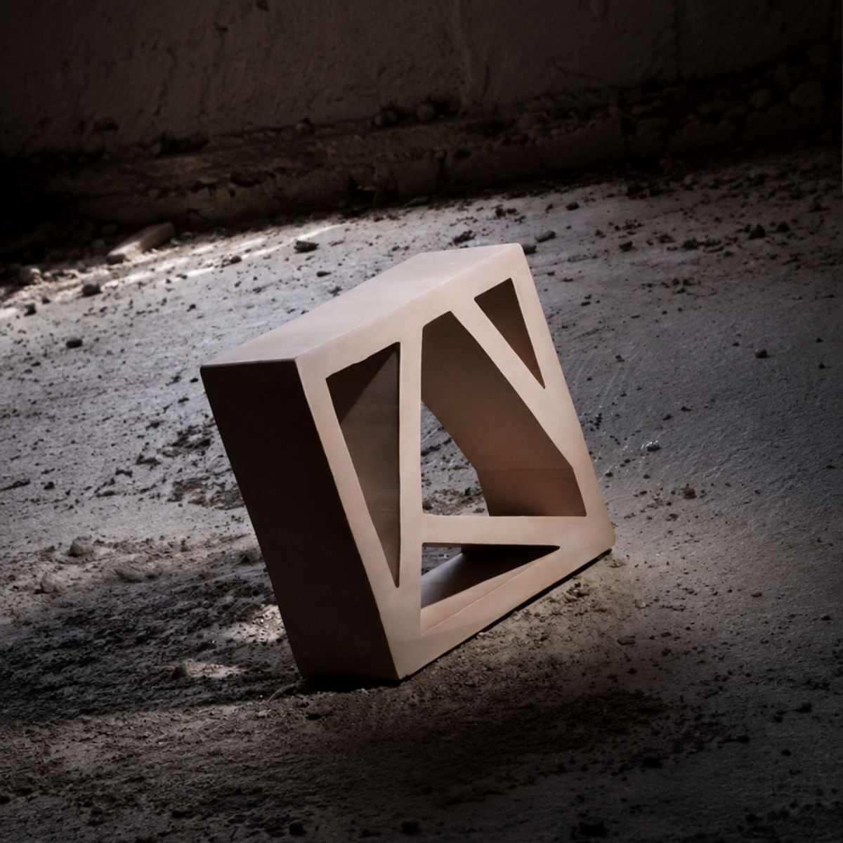 Claustra Vértices au motif angulaire et diagonal créant un jeu d’ombres dynamique, idéal pour un salon contemporain, un bureau à domicile ou une salle à manger audacieuse.