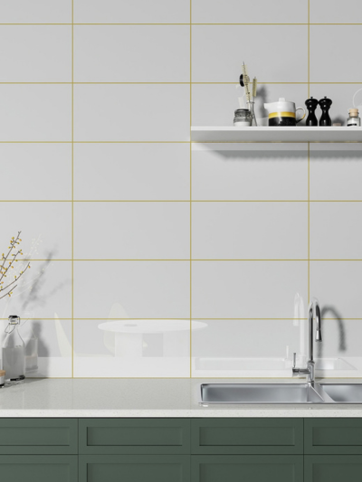 Quelle largeur de joint choisir pour la céramique de salle de bain? 11 Cuisine avec la collection Lite et un coulis contrastant jaune